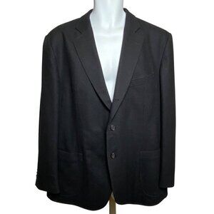 Scabal Black Wool Blazer Jacket Mens Size 54R Bespoke Made to Measure 3 Button